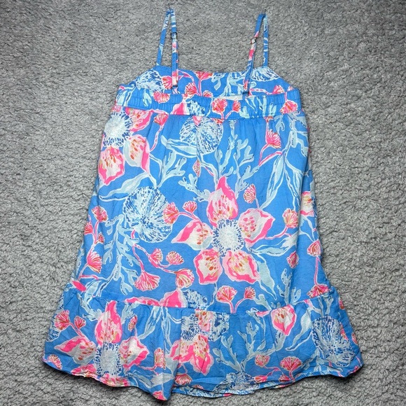 Lilly Pulitzer Dress Girls Medium Alessia Lined Bright Adjustable Straps Beach - Picture 4 of 4